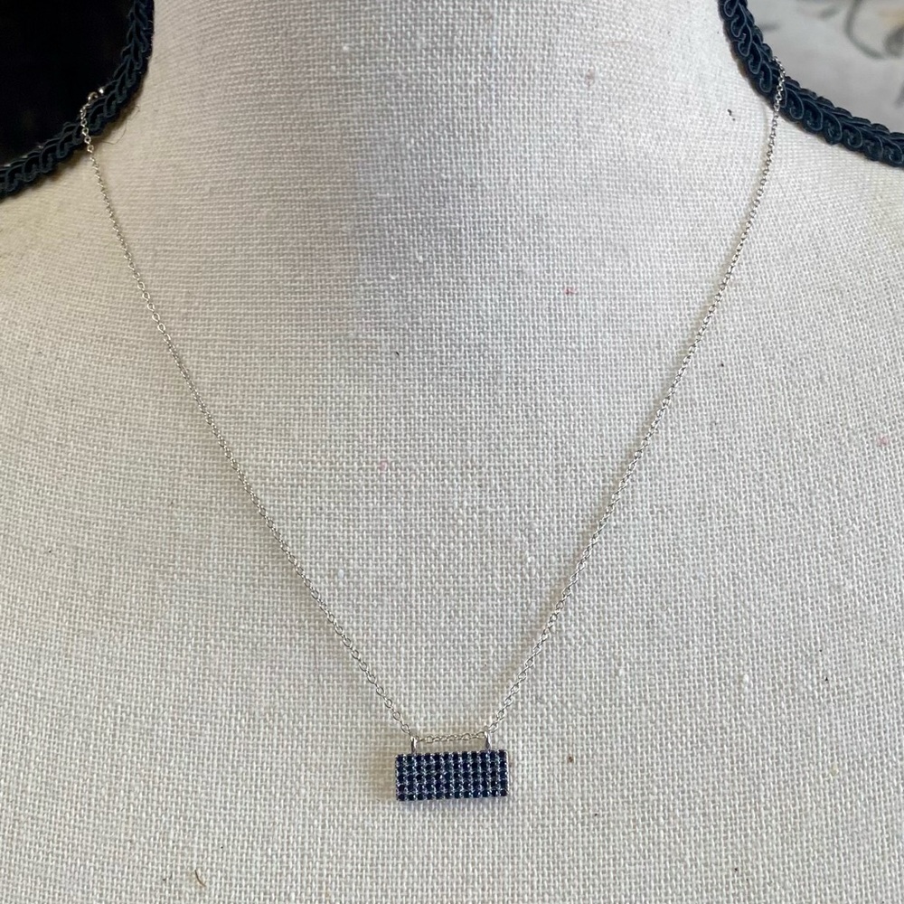 Natural Black Spinel Pendant Rhodium over .925 Sterling Silver Necklace 18”
